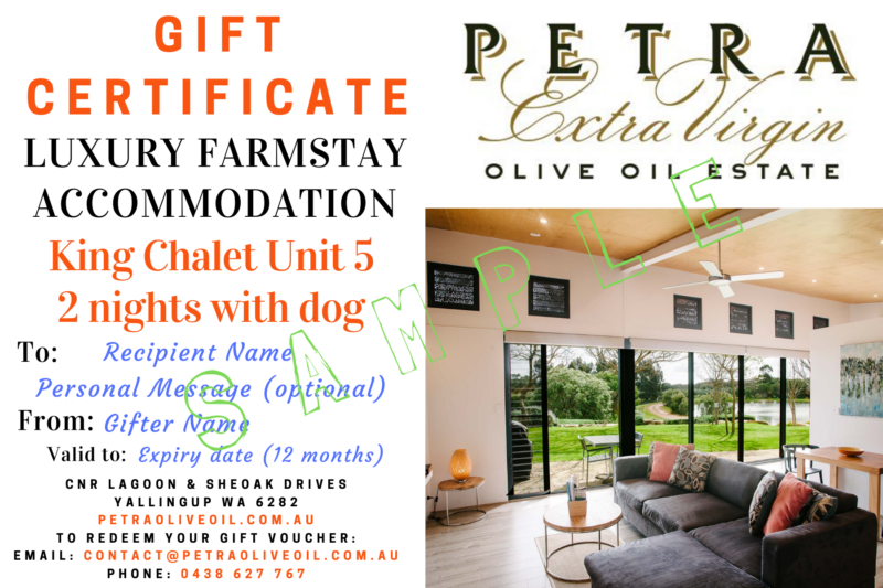 Petra Accommodation Gift Certificate KING CHALET Unit 5 w dog