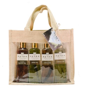 Petra Infused Extra Virgin Olive Oil Gift Bag Four Pack