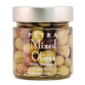 Petra Mixed Olives White Balsamic & Fennel Seeds 230g